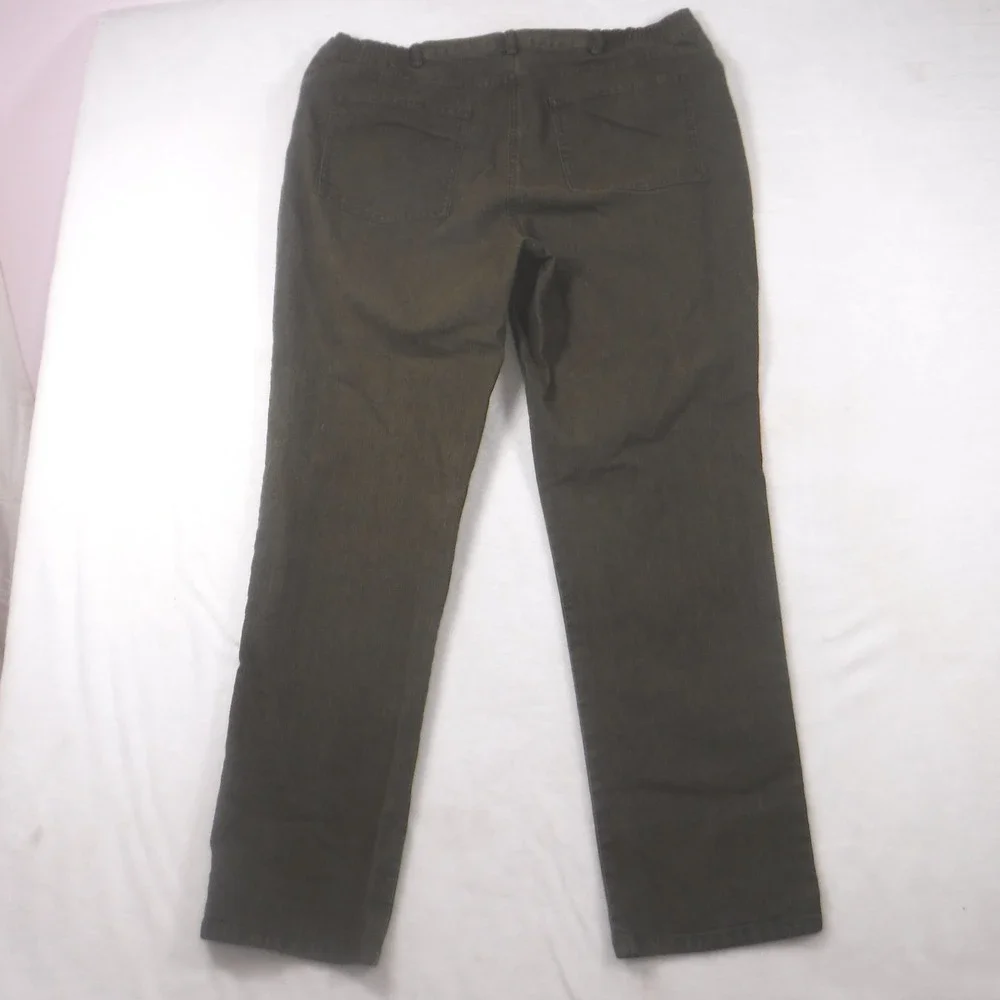 Ruby Rd Womens Size 14 Olive Green Straight Leg Elastic Back Comfort Pants